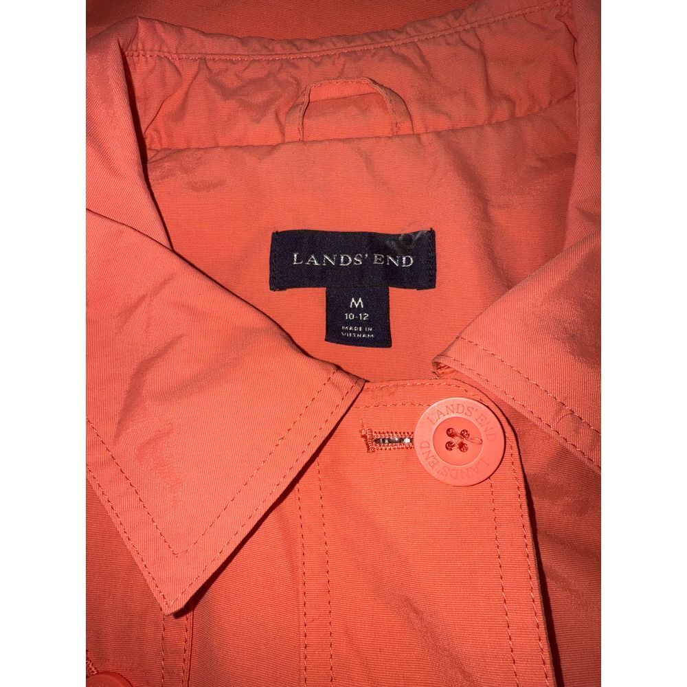 Lands End Women's Coral Orange M Zip Lightweight Nylon Jacket Minimalists Spring - Picture 3 of 5